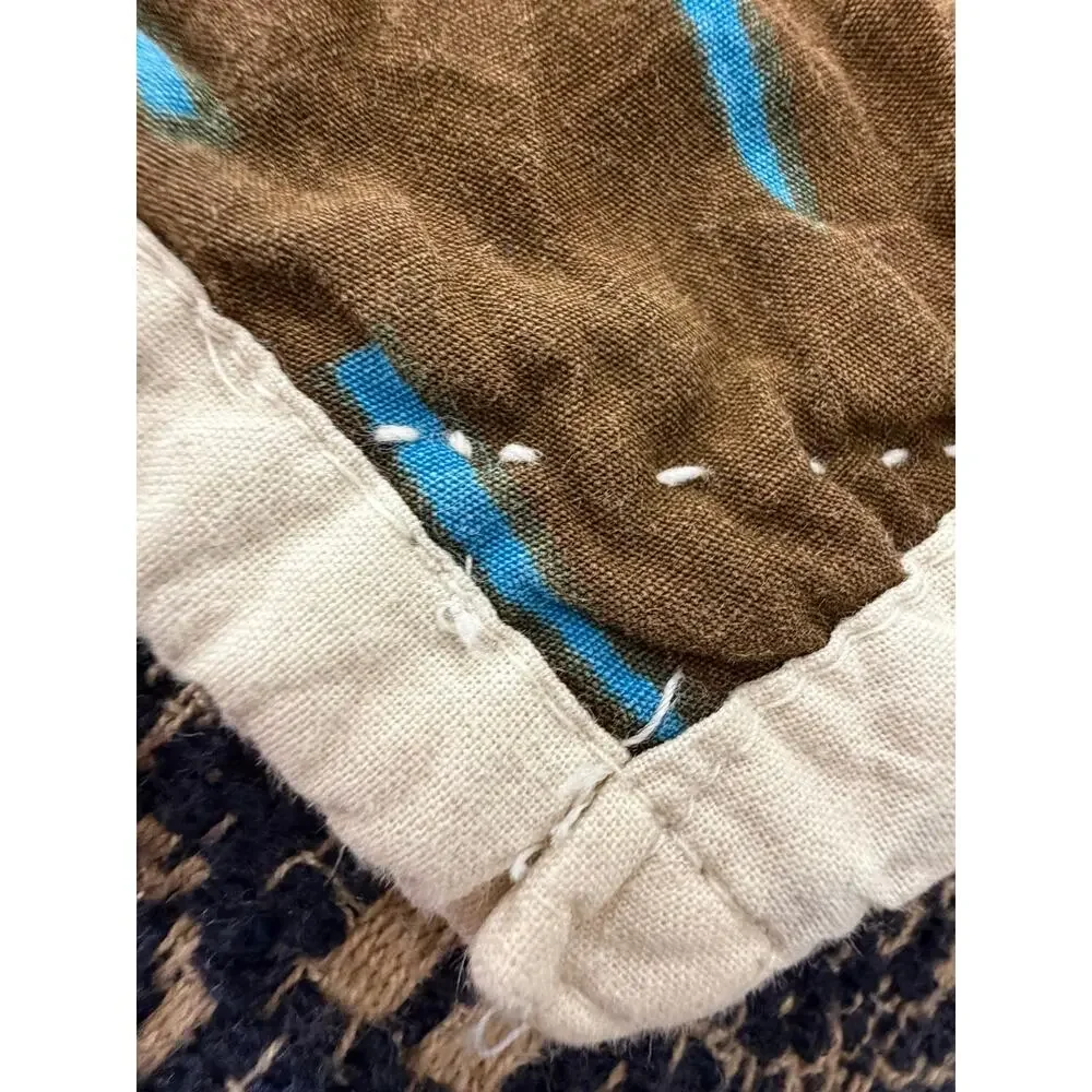 Vintage Appalachian Make Do Quilt Twin Hand Pieced Hand Quilted Patchwork Quilt